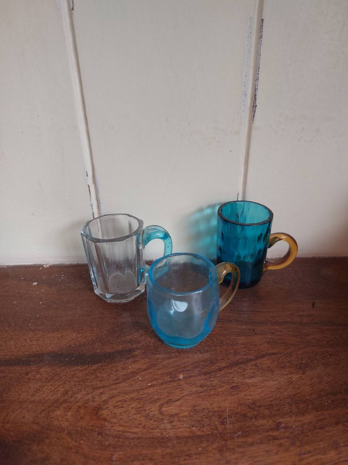 Set of 3 old miniature glasses