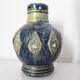 Two small blue ceramic vases