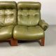 Supercomfy Scandinavian Rybo Rykken Olivegreen Leather 2-Seater Ry-Wing