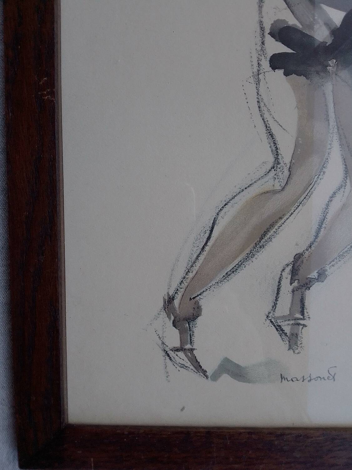 Watercolor drawing of a discus thrower, signed Massonet