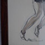 Watercolor drawing of disc thrower signed Massonet