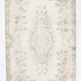 Tapis turc vintage 291 x 172 cm, rose pastel, vert et marron