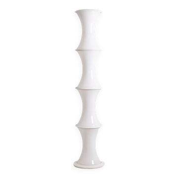 Enrico Tronconi "Bamboo" floor lamp, in white opaline glass. 1970s.