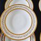 Set of 6 fine Limoges porcelain dinner plates, decorated with gold
