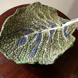 Vintage ceramic leaf-shaped vide poche, signed.