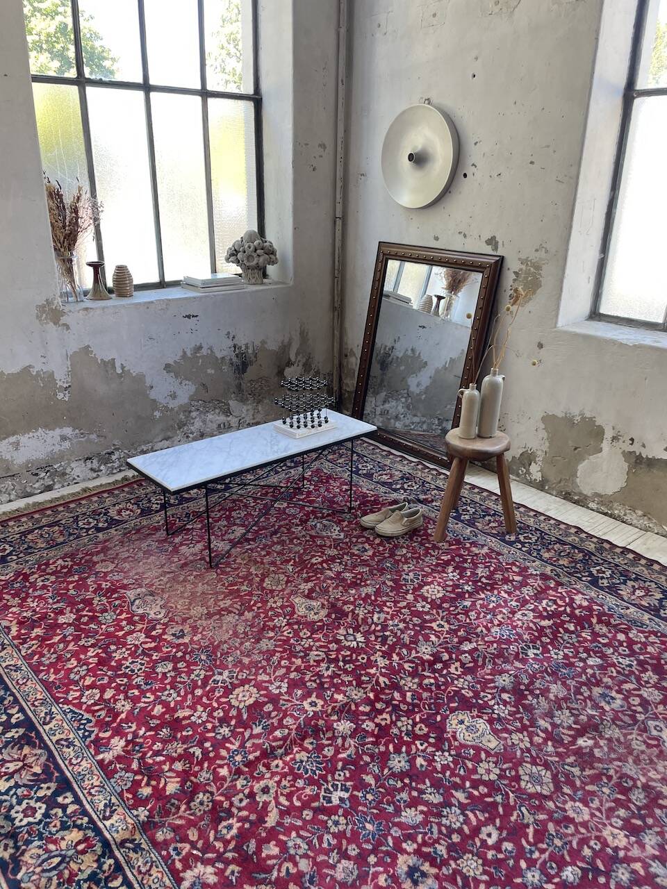 50s coffee table in metal and marble