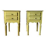 Pair of vintage carved wooden bedside tables.