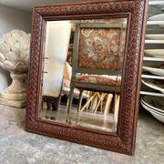 Bevelled mirror in moulded wood 39 x 33 cm