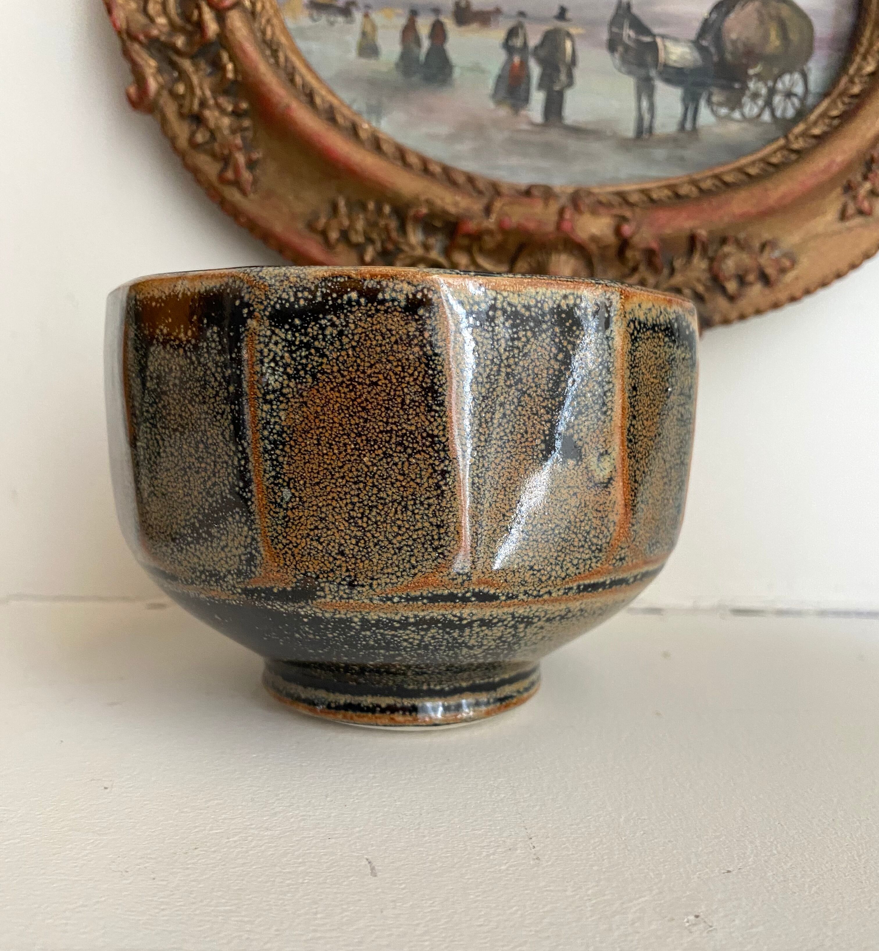 Glazed ceramic bowl signed