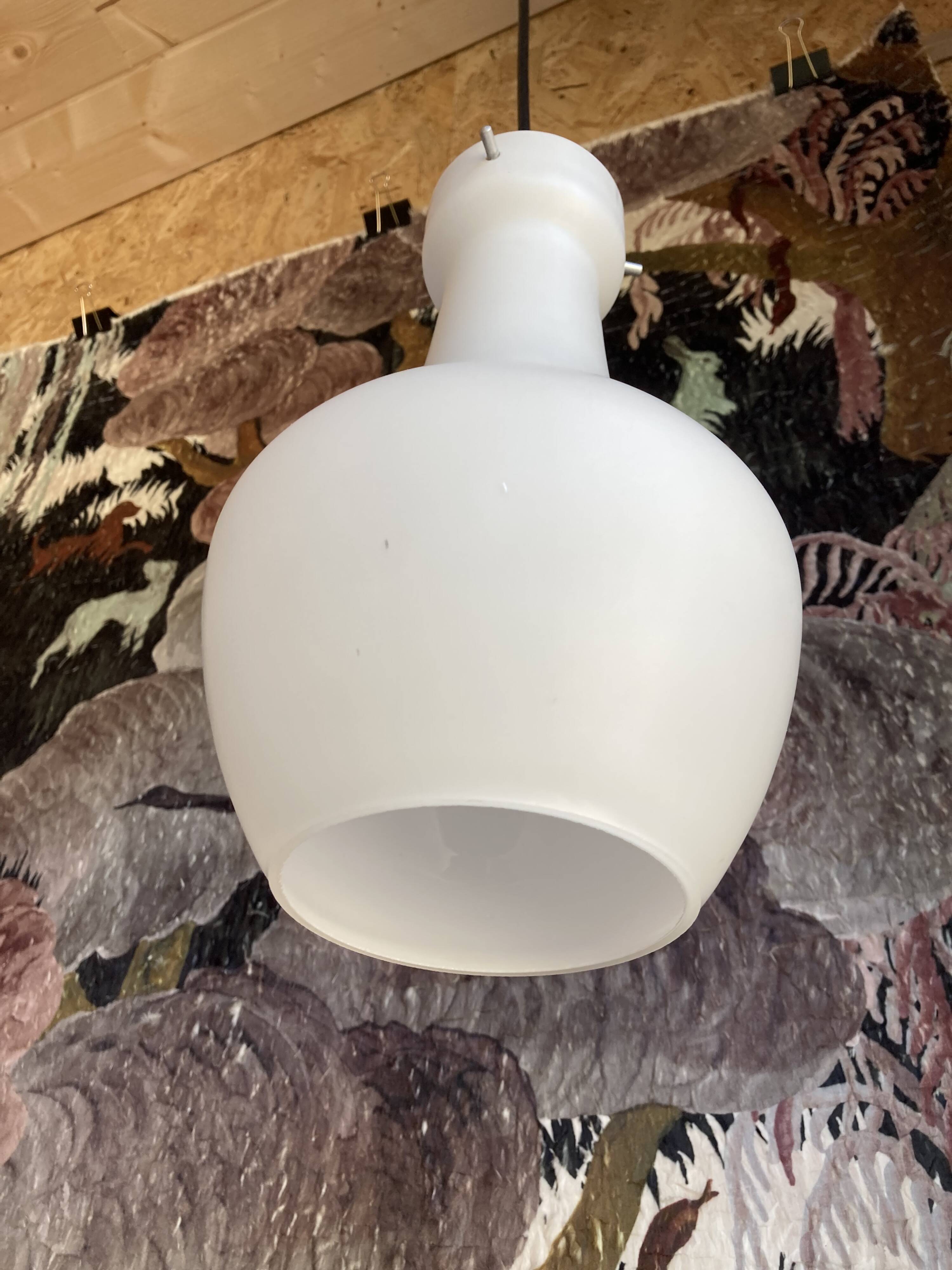 Vintage opaline glass pendant lamp 60s, Italian design