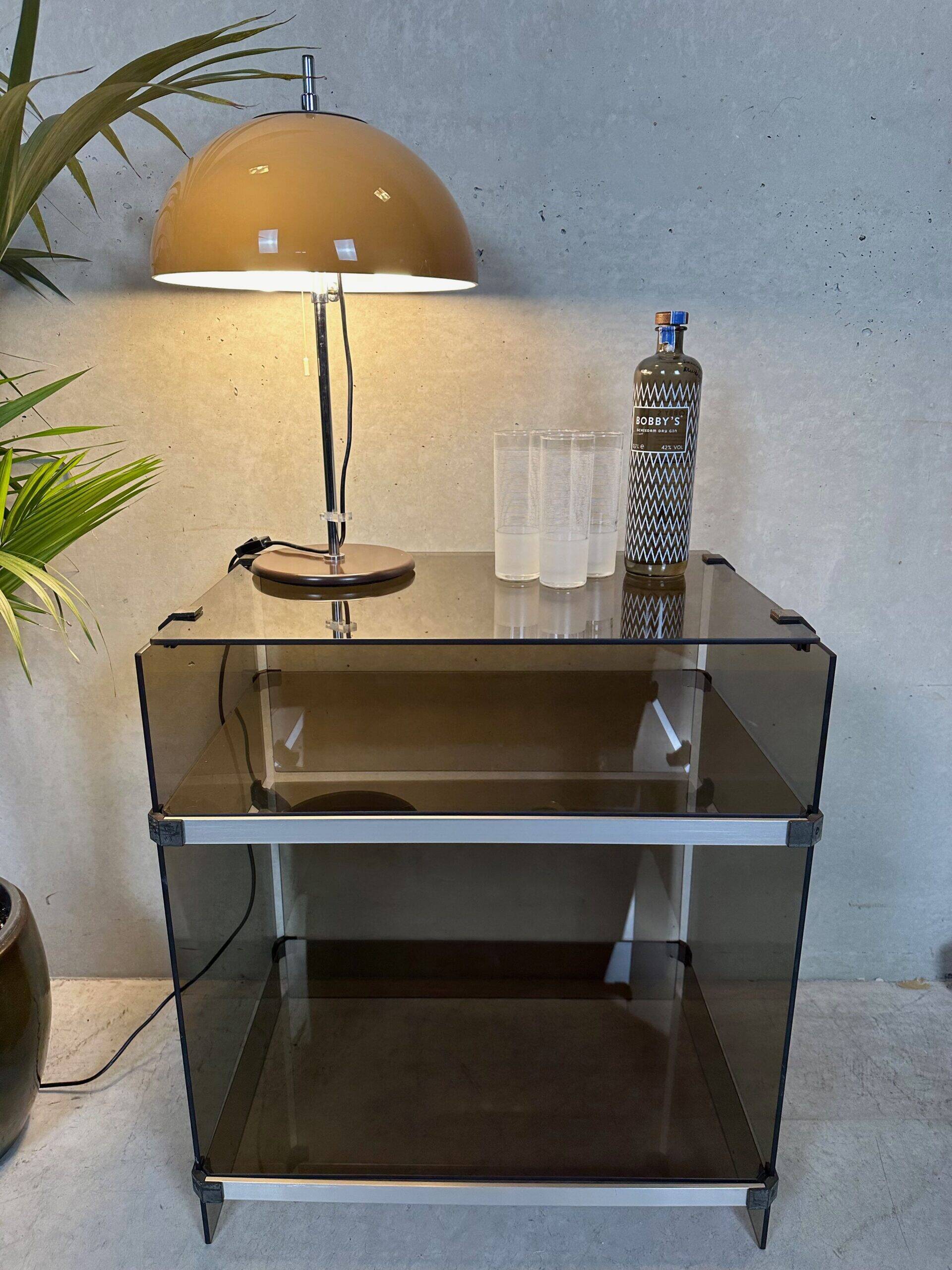 Vintage design hifi cabinet – smoked glass