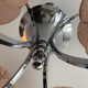 Vintage art deco chandelier, chrome and pink glass, vintage 1930