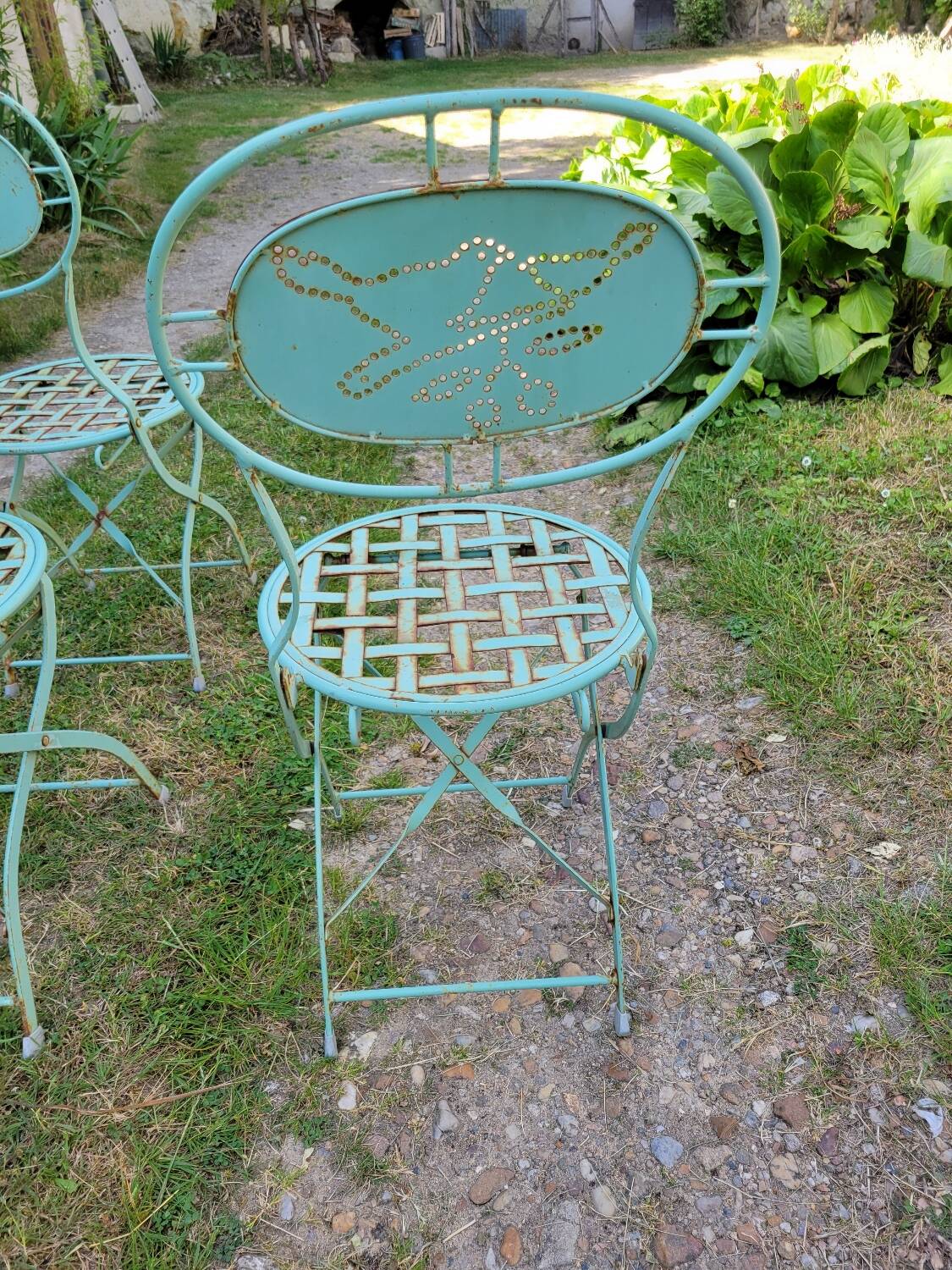Wrought iron folding garden chairs