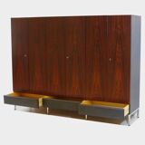 Grande armoire vintage moderne du milieu du siècle à 6 portes en palissandre et frêne, années 1960