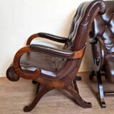Pair of leather chesterfiel armchairs