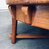 Brutalist Handcrafted Oak Coffee Table, Netherlands, 1950s