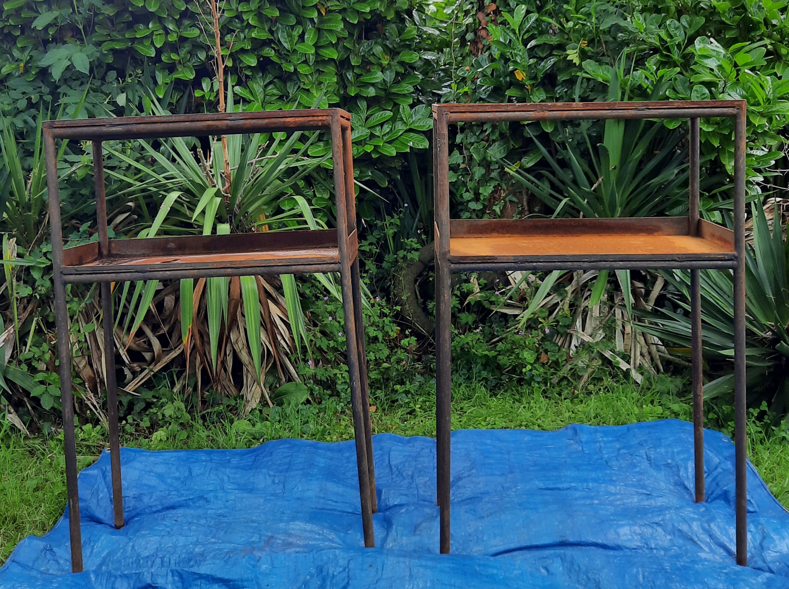 Pair of metal consoles