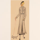 Art Déco Fashion Illustration, Gouache on Paper, 93 x 52 cm