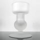 Sculptural candle holder in frosted glass.