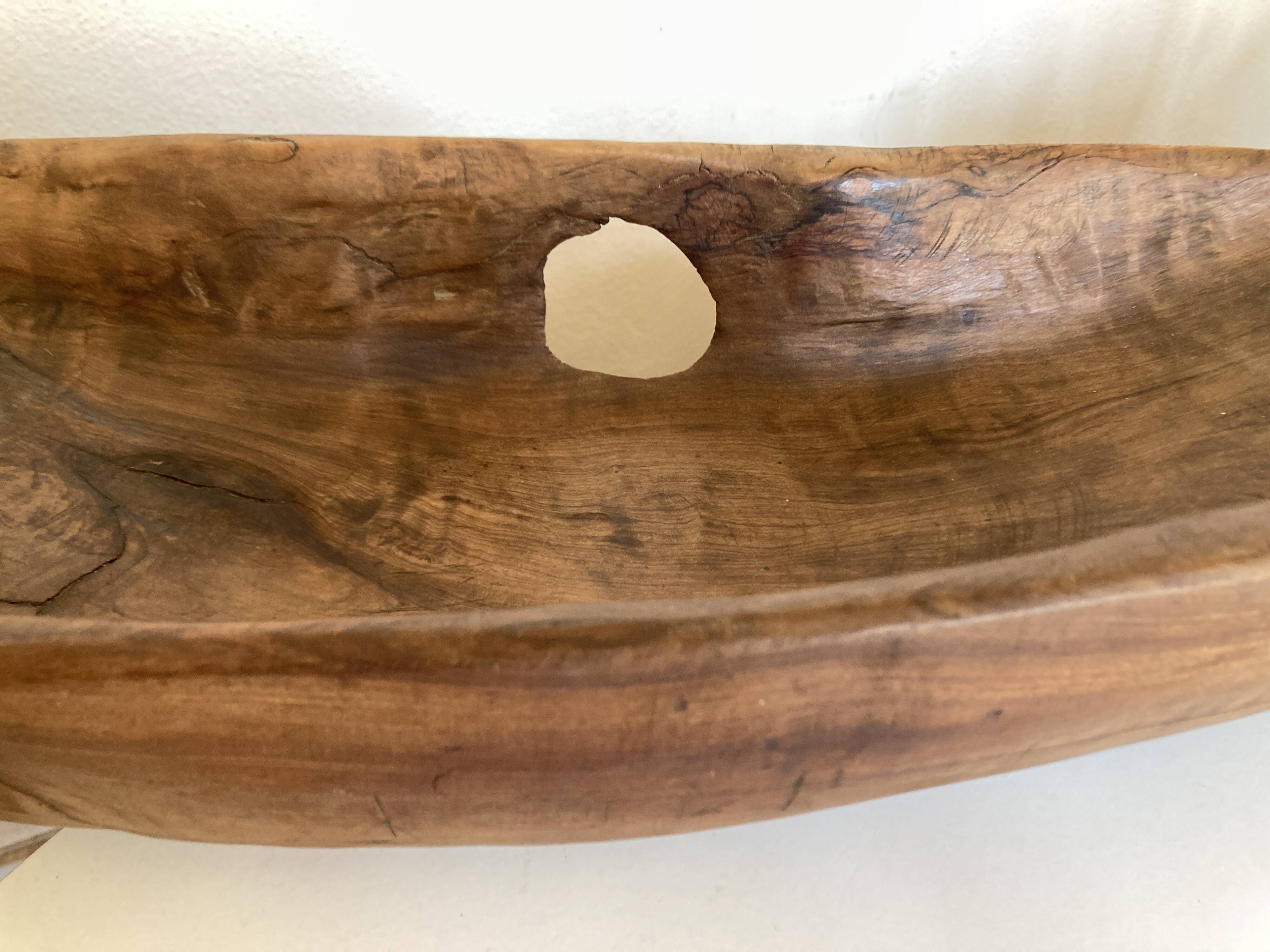 XXXL walnut wood carved centre table 1960 monoxyle