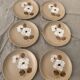 6 beige stoneware plates white flower patterns vintage wolf mill