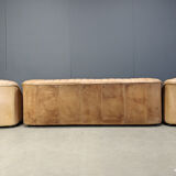 Vintage leather sofa set, 1960s