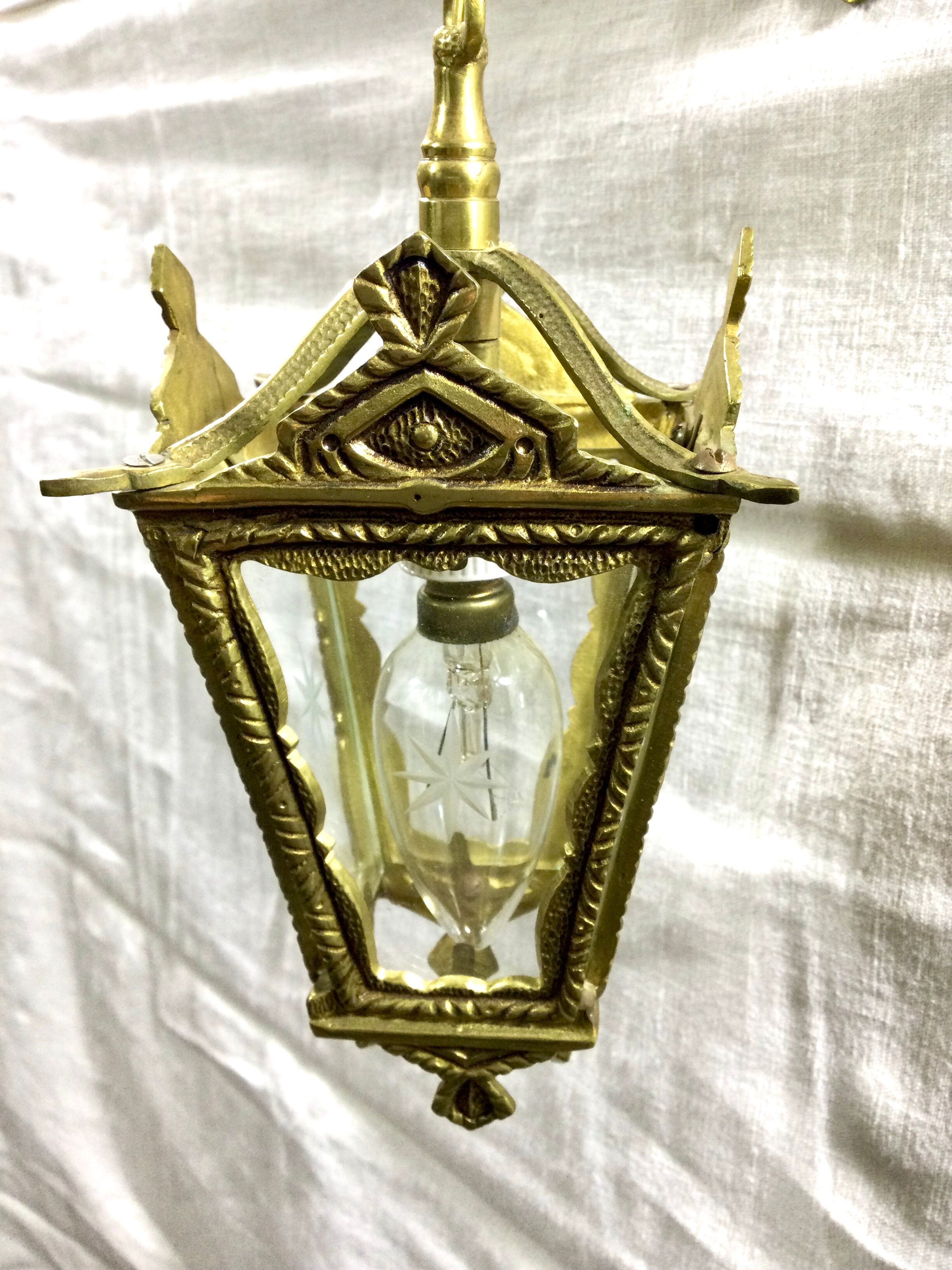 Bronze lantern with starry glasses