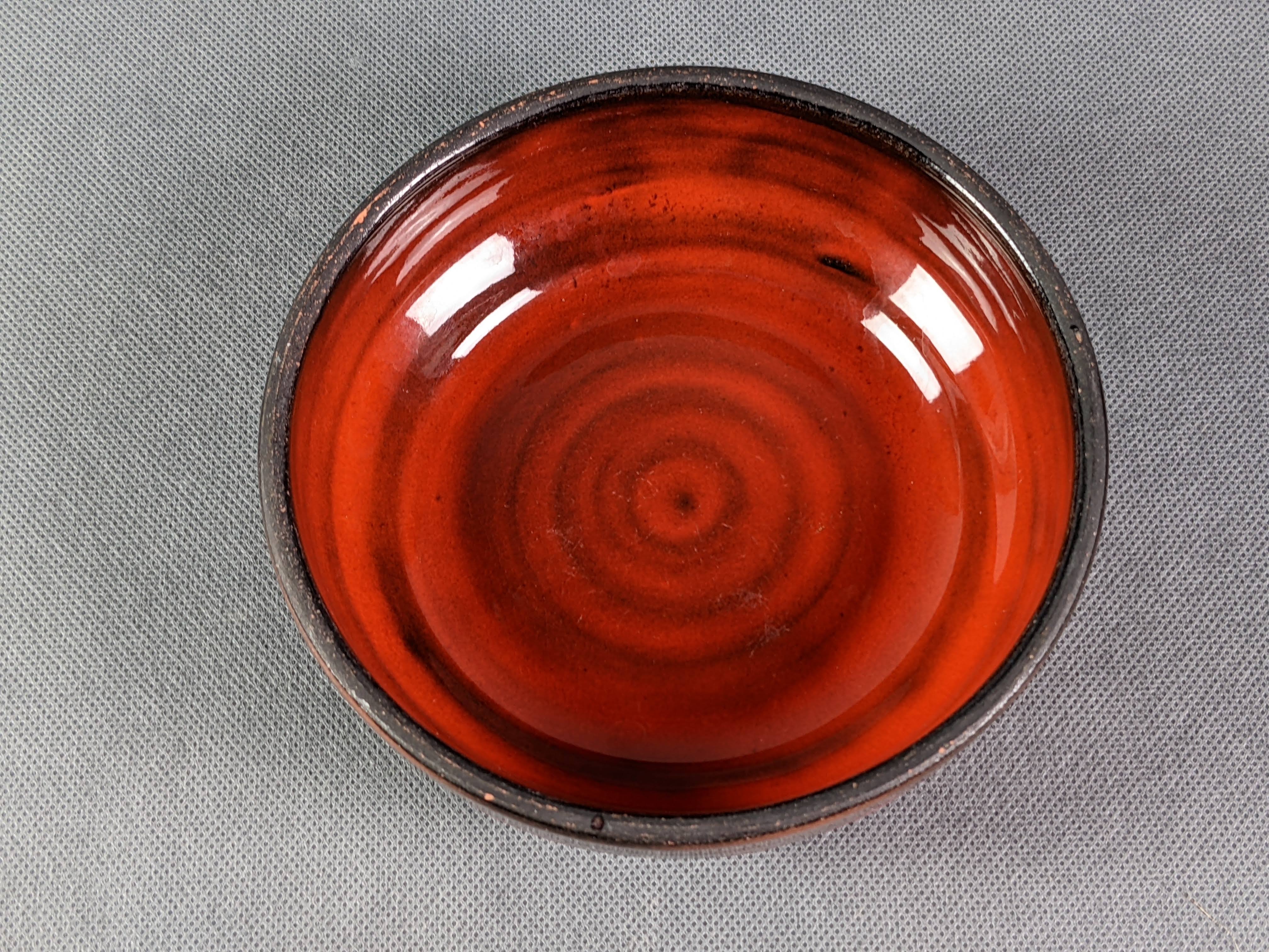 Gérard Hofmann Vallauris, manganese red cup, signed, 50s
