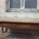 Raw wood farm table coffee table