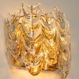 Pair of wall sconces in gilded brass and crystal, Sciolari design, Palwa, Germany, 1960s.
