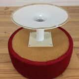 70's tulip and red velvet space age stool