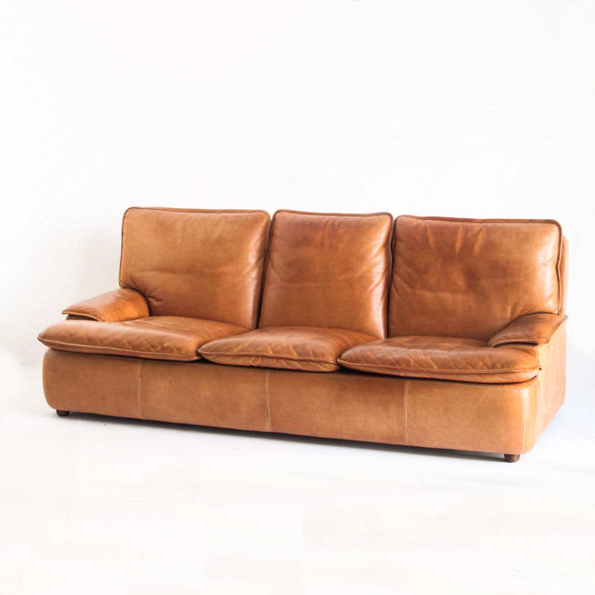 Vintage leather sofa. Belgium, 1970s