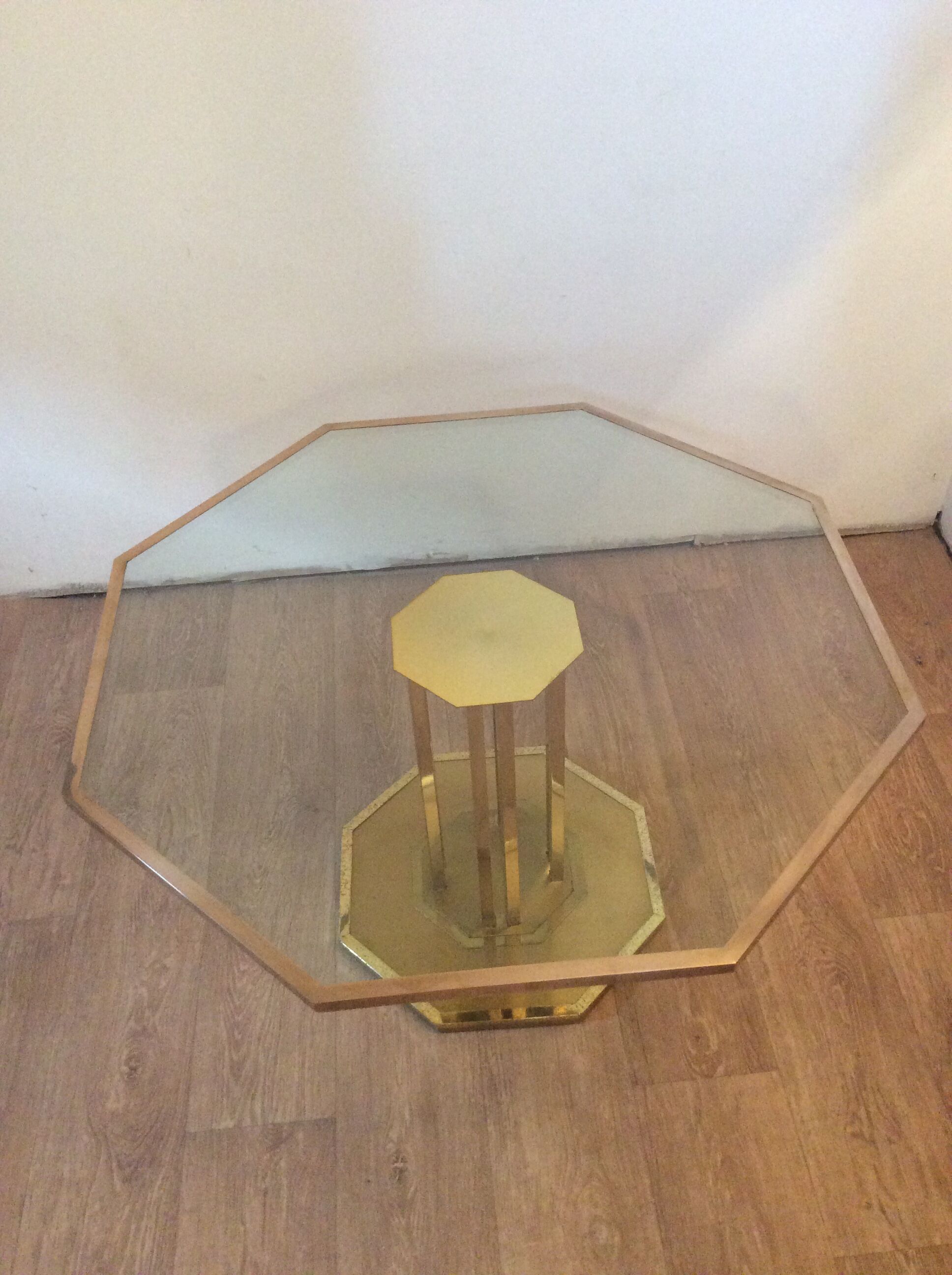 70s-style brass octagonal table