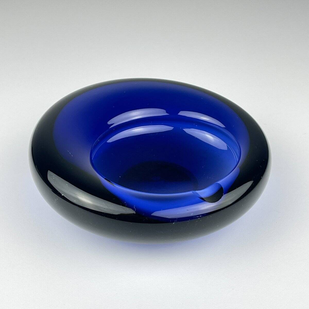 Blue glass ashtray by Per Lütken for Holmegaard, Denmark, 1962