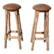 Pair of bar stools, wood and faux leather
