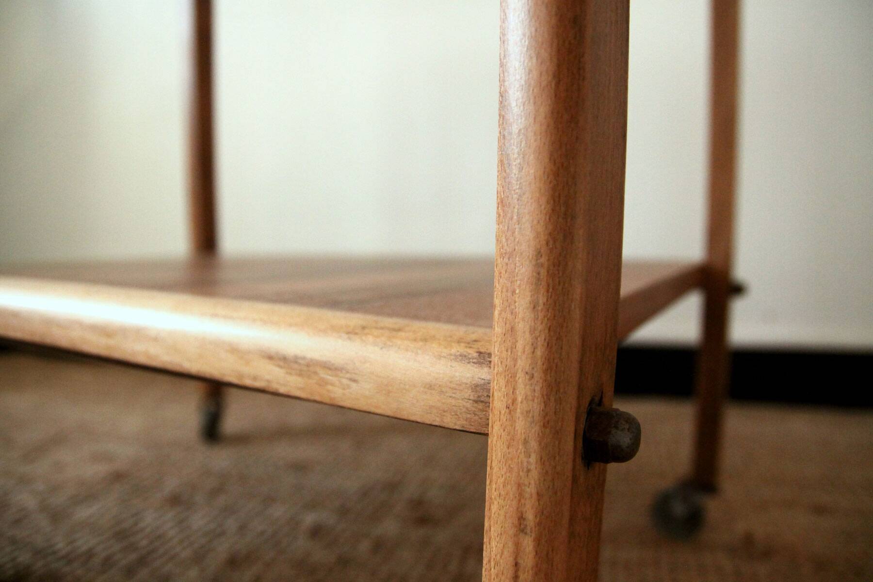 Vintage solid wood serving trolley