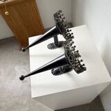 Black metal brutalist wall lights