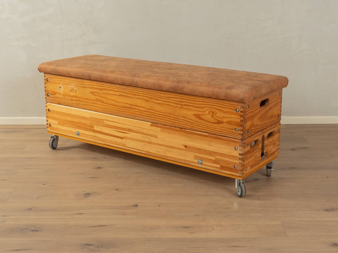 Unique storage chest as a storage cabinet and bench.