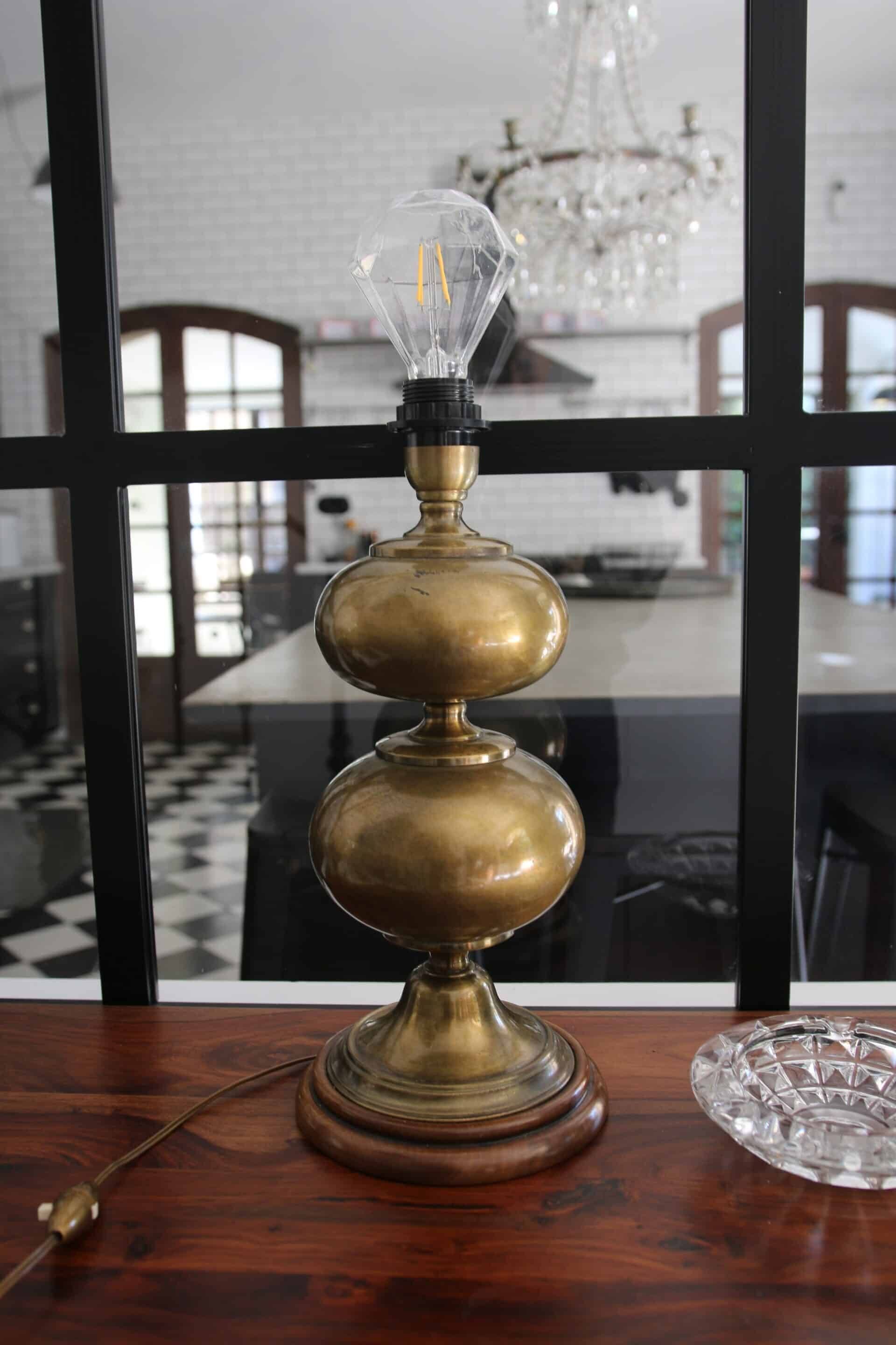 Vintage brass double globe lamp