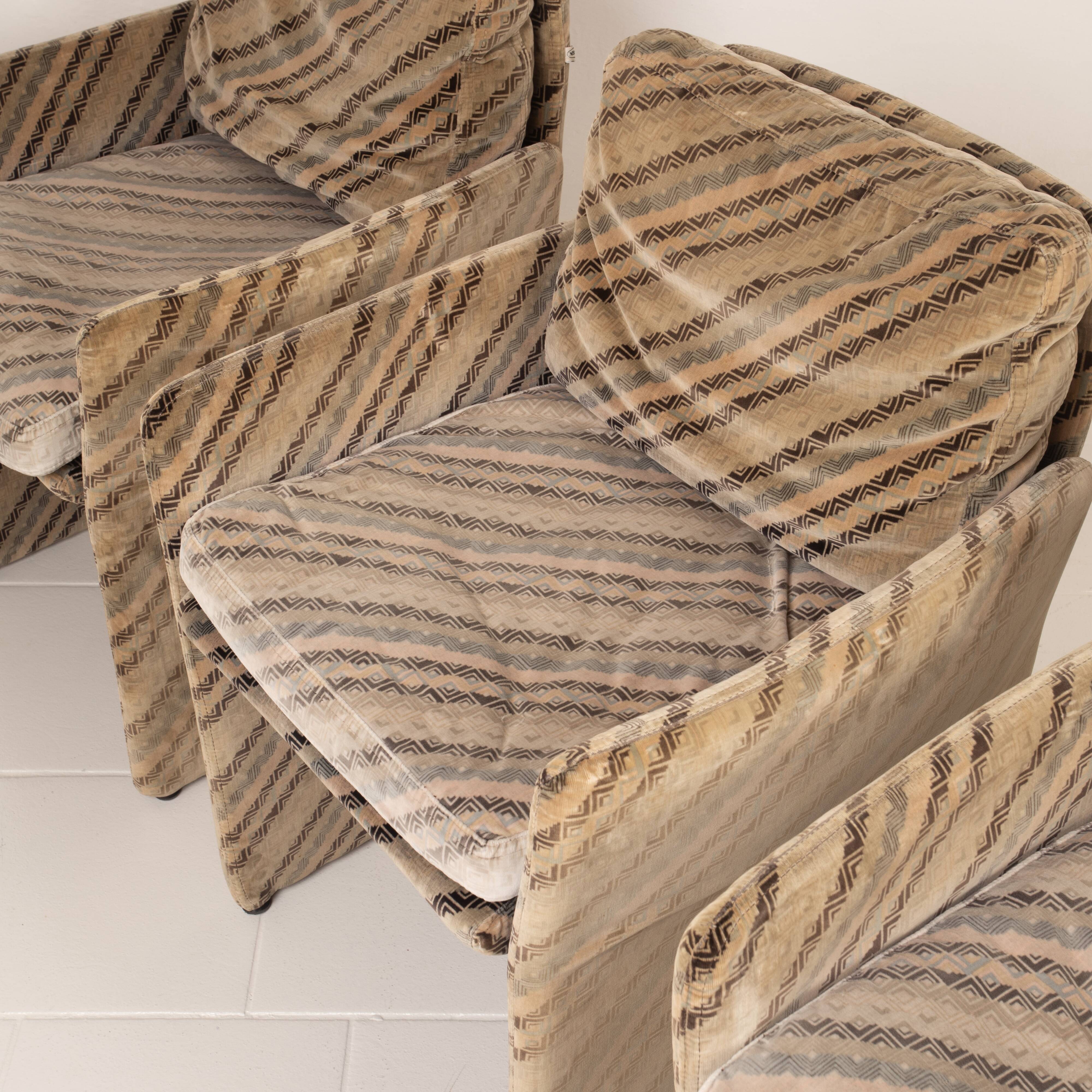 Ensemble de 4 fauteuils Salpol par Angelo Mazzola en collaboration avec Missoni