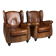Set of 2 sheepskin club armchairs