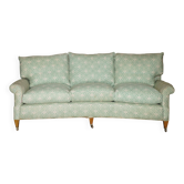 Canapé 1950's Howard & Son's Lenygon & Morant en tissu ticking courbé