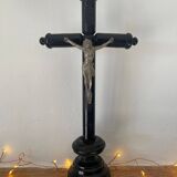 Blackened wood crucifix on base (26 cm)