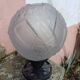 Art Deco ball lamp, pressed moulded glass, signed Muller.