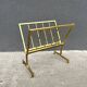 50s brass magazine rack, vintage design magazine rack