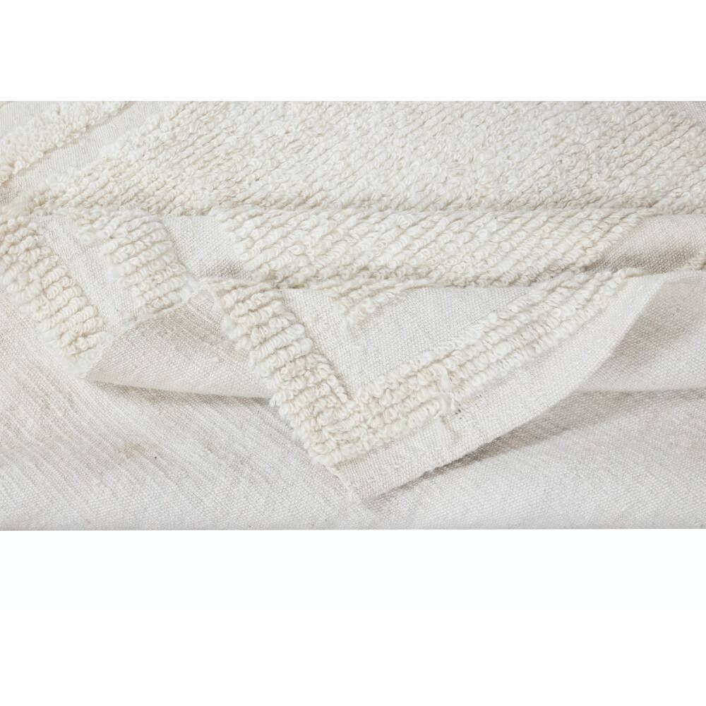 Vintage Minimalist Handmade Turkish Tulu Accent Rug in Natural Beige Wool