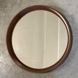 Space Age brown plastic round mirror, plastic design wall mirror