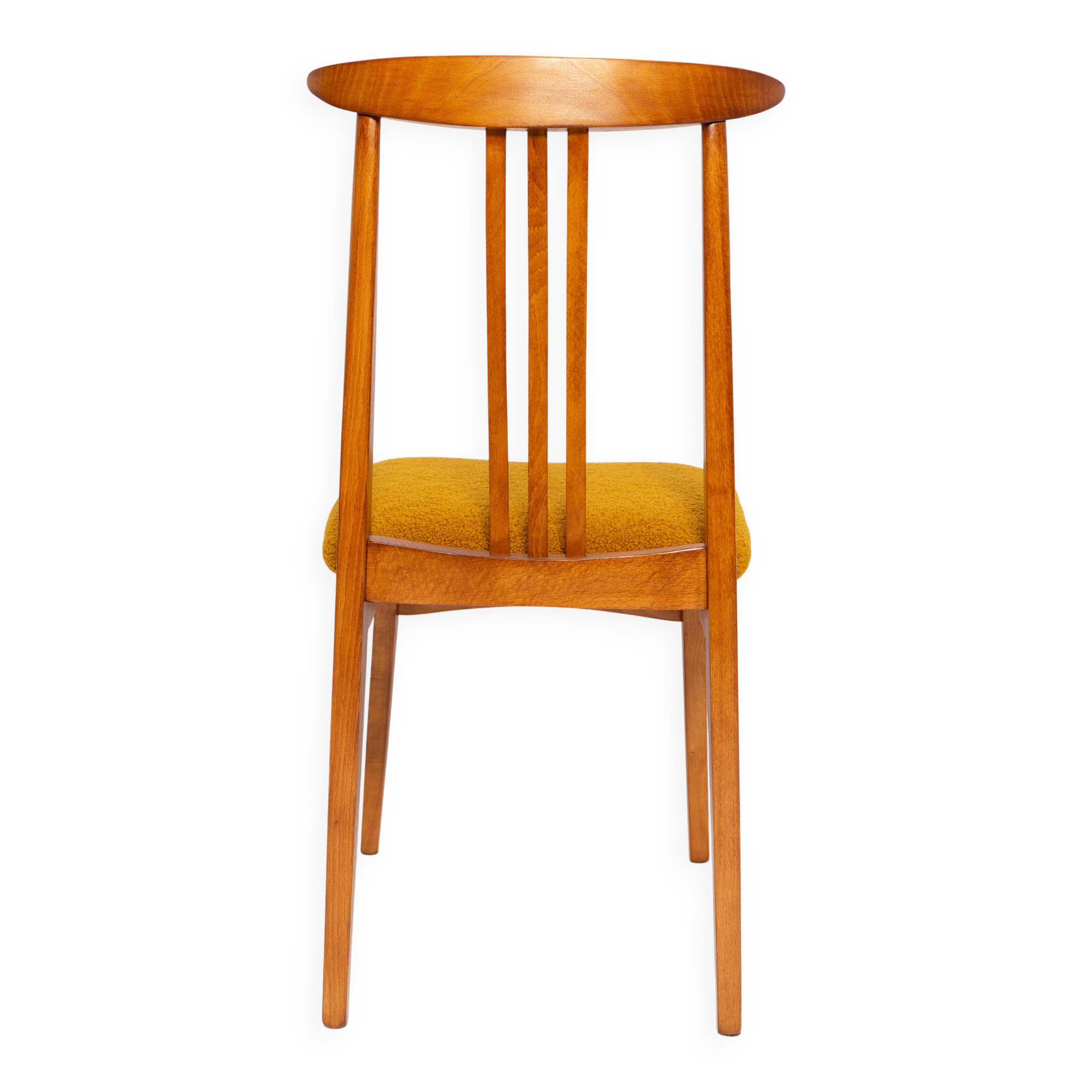 Ochre Bouclé Chair Mid-Century, Medium Wood, M. Zielinski, Europe 1960s