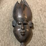African mask 19cm hand carved tribal statuette wood Baoulé Ivory Coast Vintage old