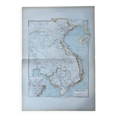 Carte de l’Indochine française - Atlas Niox - 37 x 53,5 cm